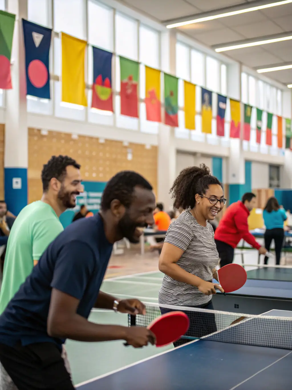 A group photo of members participating in a recreational table tennis event at TENNIS DE TABLE CAPELLE EN PEVELLE, showing smiles and camaraderie.